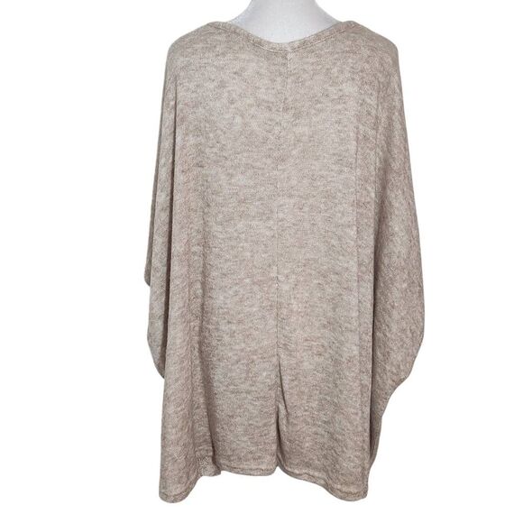 Kori Tan Draped Oversized Sweater Size Large Heather Brown Short Sleeve Sweater - Picture 3 of 9